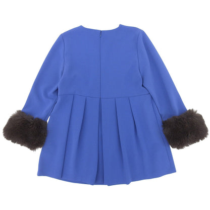 Fur Peplum Long Sleeve Blouse Top Women's Blue Top - Women's
