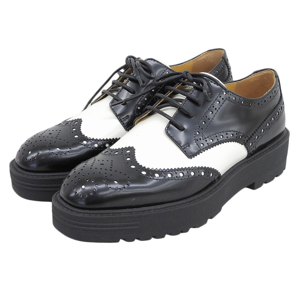 Christian Dior Teddy-D Wingtip Derby Shoes for Women, Black and White, Size 35