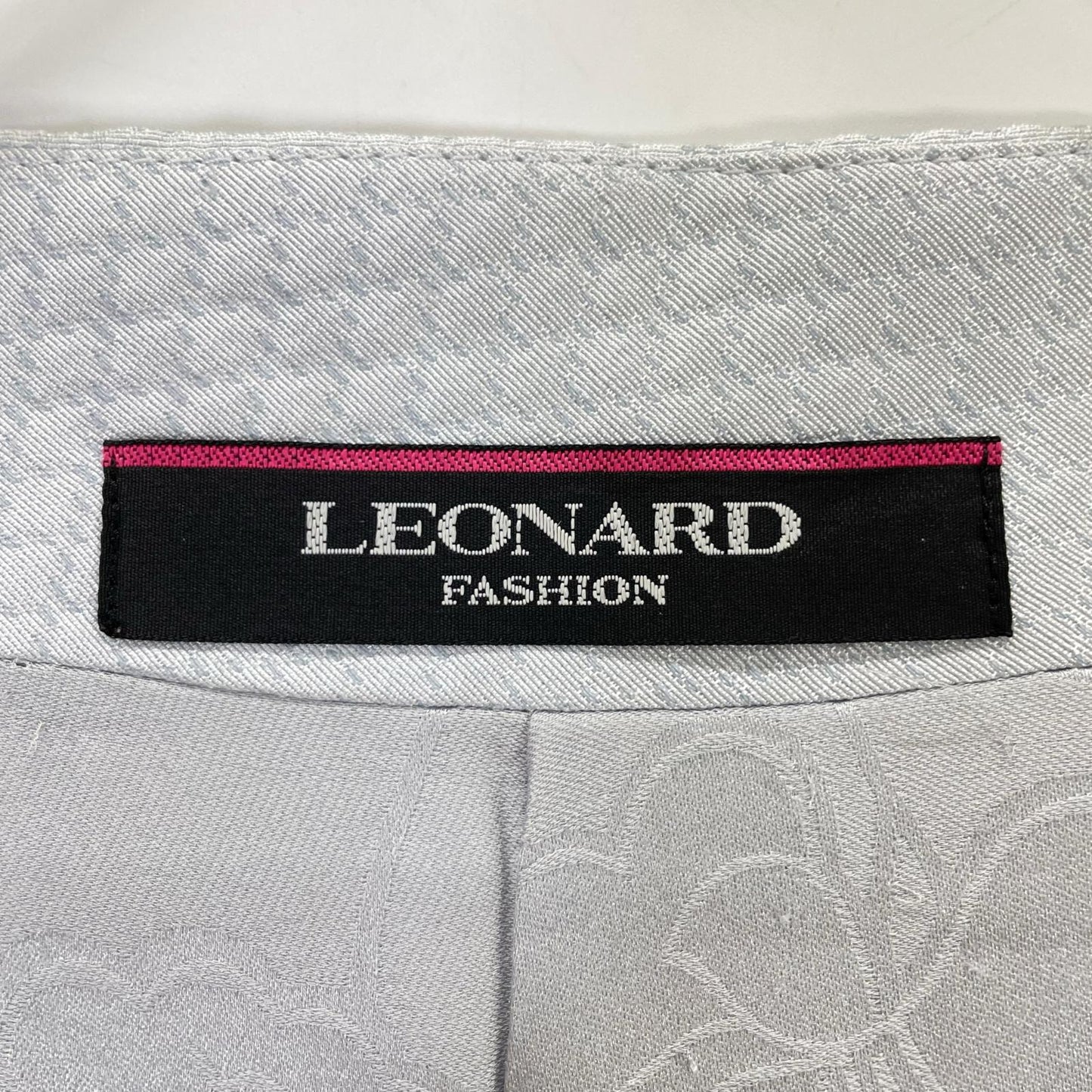 LEONARD レオナール 0358151 ライトブルー シルク×ウール ゴールドロゴボタン キルティングロングジャケット ジャケット