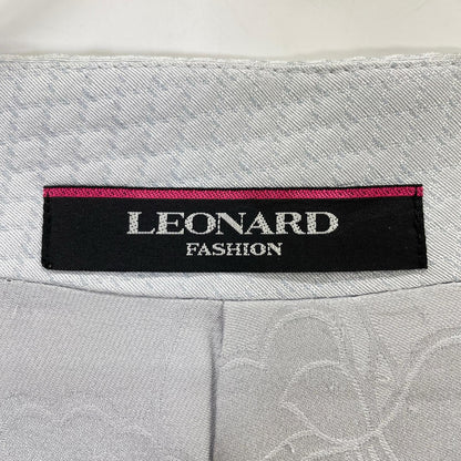 LEONARD レオナール 0358151 ライトブルー シルク×ウール ゴールドロゴボタン キルティングロングジャケット ジャケット