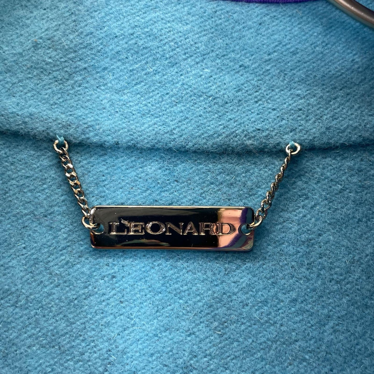 LEONARD 莱奥纳尔 0348992 蓝×黑 羊毛安哥拉 立领 双面夹克 外套