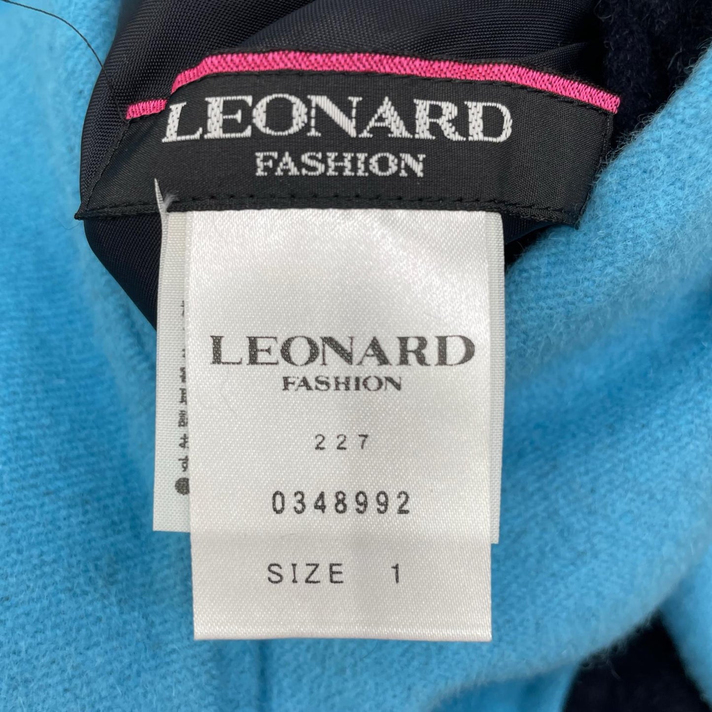 LEONARD レオナール 0348992 ブルー×ブラック ウールアンゴラ スタンドカラー リバーシブルジャケット ジャケット