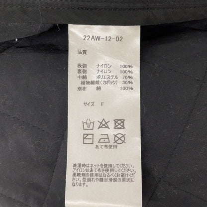 SINME シンメ 22AW-12-02 ブラック ナイロン キルティング ノーカラー コート コート