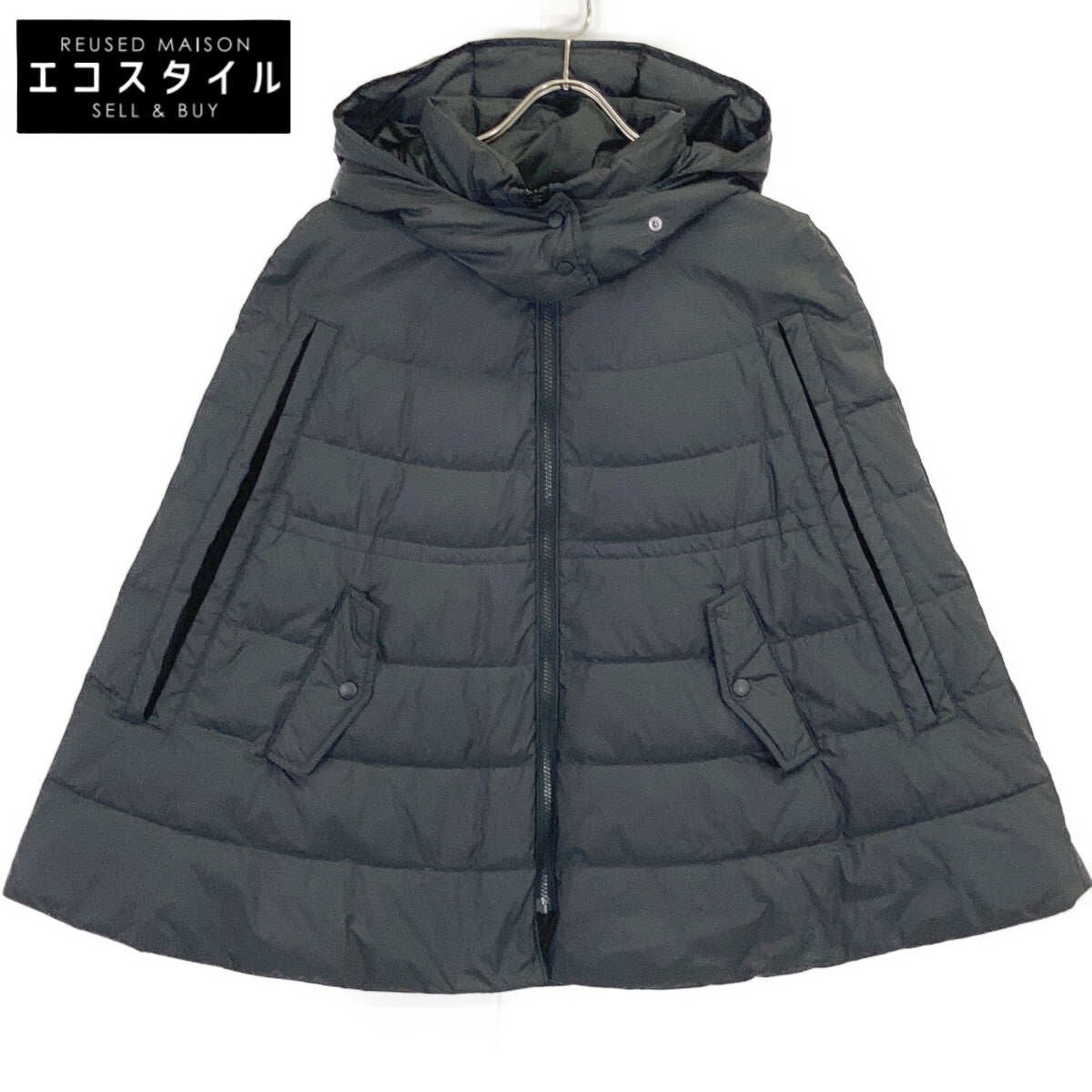 theory luxe Theory Luxe 03-3409605 23AW 黑色带帽斗篷羽绒服 披风 夹克