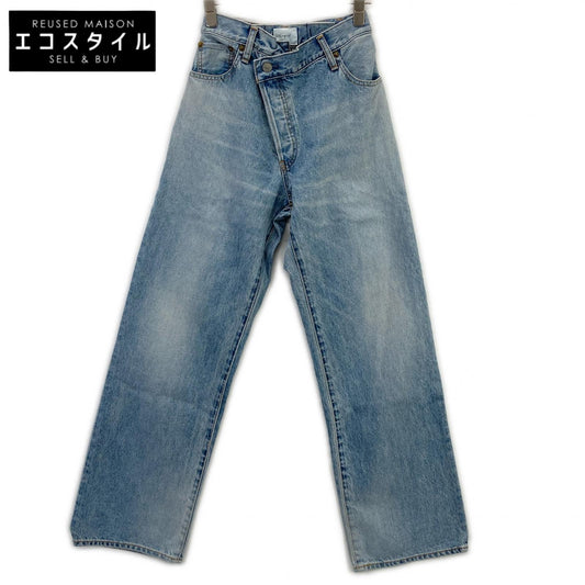 112512407301-01 ﾗｲﾄﾌﾞﾙｰ ｺｯﾄﾝ ﾎﾟｹｯﾄｽﾀﾝﾌﾟ ﾎﾞﾀﾝﾌﾗｲﾃﾞﾆﾑﾊﾟﾝﾂ ボトムス 23inch