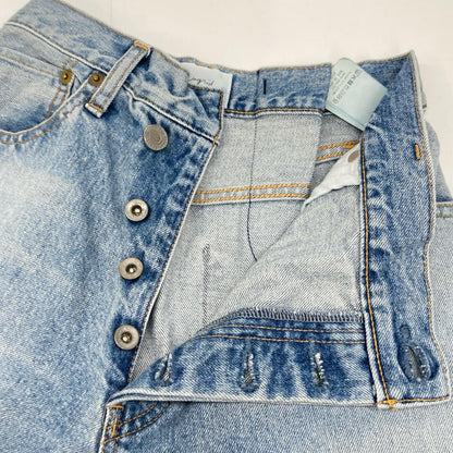 112512407301-01 ﾗｲﾄﾌﾞﾙｰ ｺｯﾄﾝ ﾎﾟｹｯﾄｽﾀﾝﾌﾟ ﾎﾞﾀﾝﾌﾗｲﾃﾞﾆﾑﾊﾟﾝﾂ ボトムス 23inch