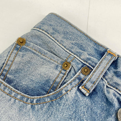 112512407301-01 ﾗｲﾄﾌﾞﾙｰ ｺｯﾄﾝ ﾎﾟｹｯﾄｽﾀﾝﾌﾟ ﾎﾞﾀﾝﾌﾗｲﾃﾞﾆﾑﾊﾟﾝﾂ ボトムス 23inch