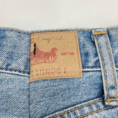 112512407301-01 ﾗｲﾄﾌﾞﾙｰ ｺｯﾄﾝ ﾎﾟｹｯﾄｽﾀﾝﾌﾟ ﾎﾞﾀﾝﾌﾗｲﾃﾞﾆﾑﾊﾟﾝﾂ ボトムス 23inch