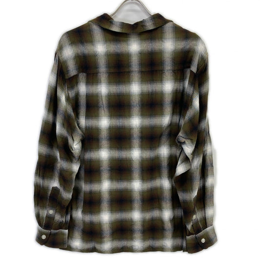WACKO MARIA ワコマリア 25FW-WMS-OC05 カーキ×ホワイト OMBRE CHECK OPEN COLLAR L/S SHIRT( TYPE-1 ) トップス