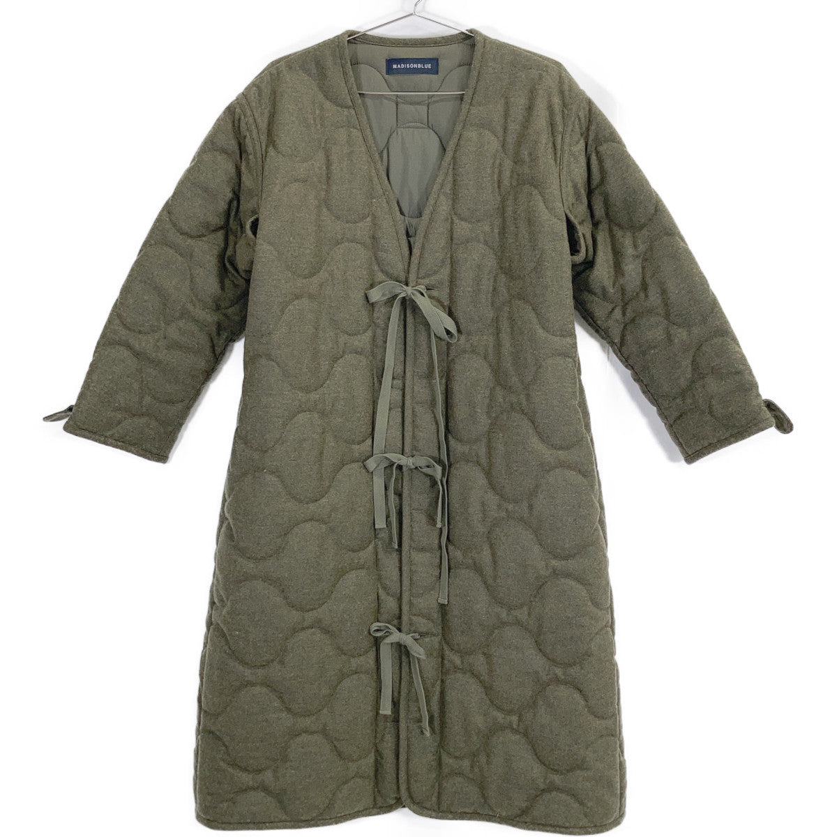 MADISON BLUE MB194-2028 Khaki Wool x Nylon Front Ribbon Flannel Quilted Coat