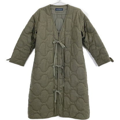 MADISON BLUE MB194-2028 Khaki Wool x Nylon Front Ribbon Flannel Quilted Coat