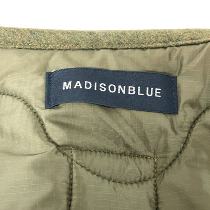 MADISON BLUE MB194-2028 Khaki Wool x Nylon Front Ribbon Flannel Quilted Coat