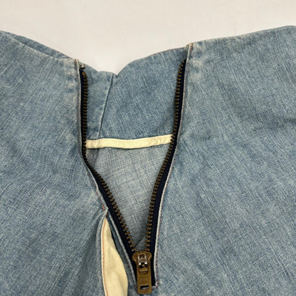 MADISON BLUE MB174-6712 Washed Blue Cotton Side Zip Flare Long Denim Skirt