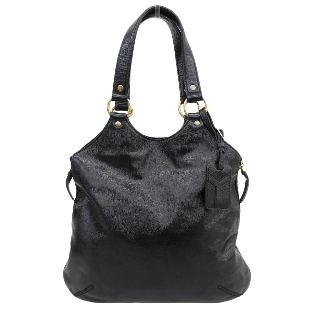 Yves Saint-Laurent イヴサンローラン リヴゴーシュ パテント メトロポリス トートバッグ レディース ブラック×ゴールド トートバッグ