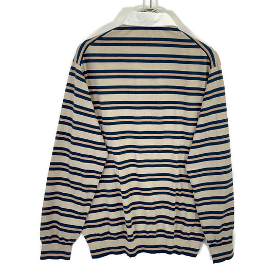 LOUIS VUITTON ルイヴィトン 21SS RW212W FN1 FLKL18 ベージュ×ブルー シルク混 ロングスリーブボーダーポロシャツ トップス