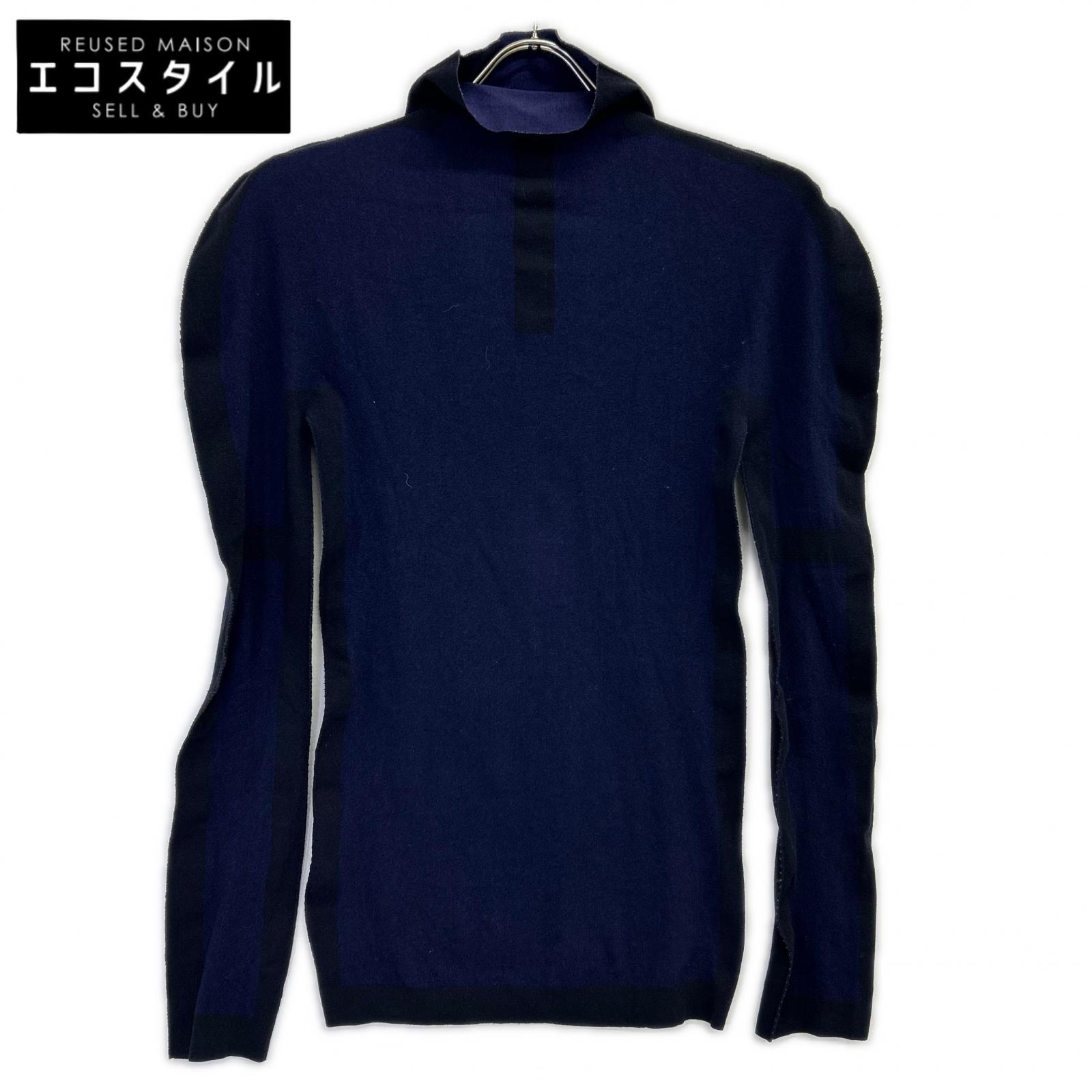 ISSEIMIYAKE A.POC イッセイミヤケエイポック 【INSIDE】IM03KK321 パープル×ブラック コットン混 バイカラー ハイネックニットソー トップス