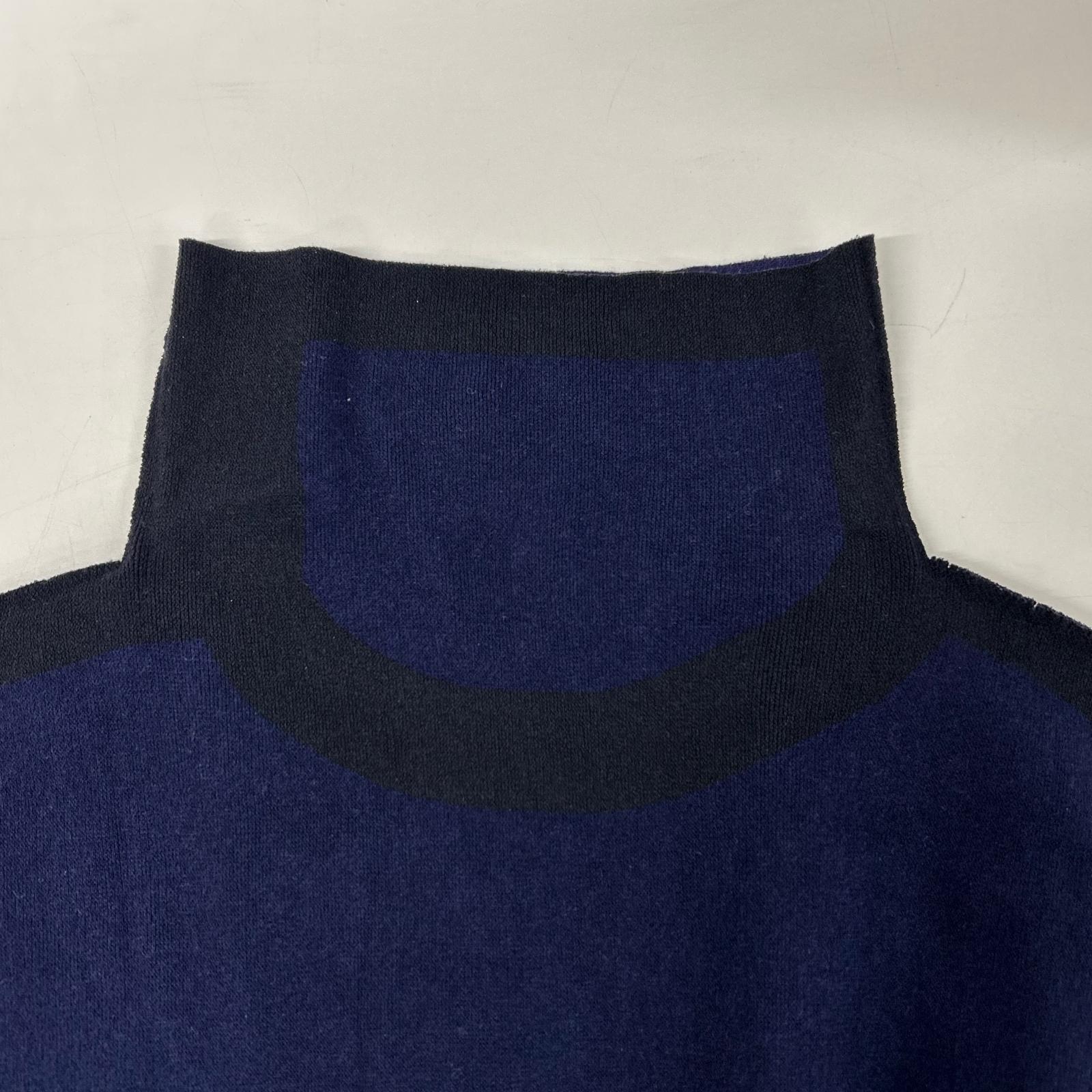 ISSEIMIYAKE A.POC イッセイミヤケエイポック 【INSIDE】IM03KK321 パープル×ブラック コットン混 バイカラー ハイネックニットソー トップス