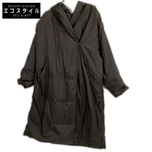 mizuiro ind Brown Shawl Collar Drape Light Down Coat