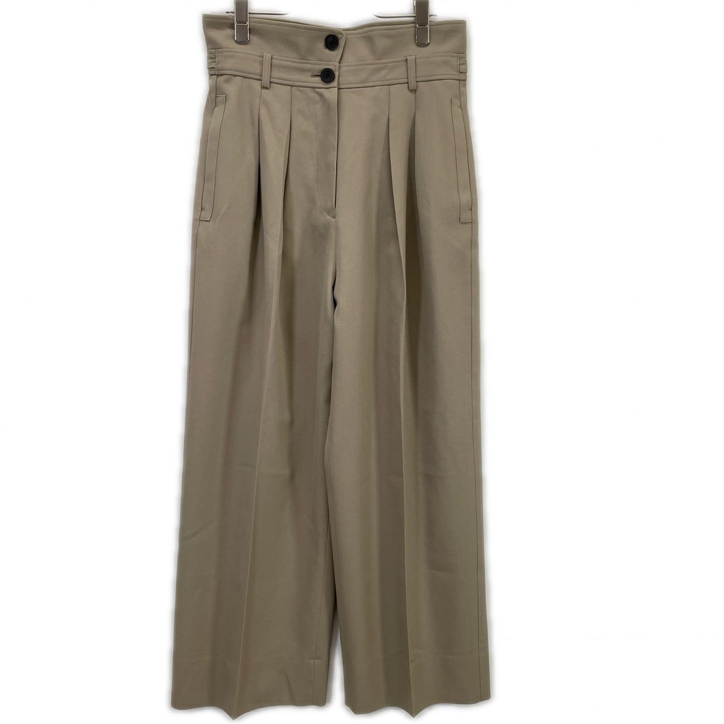 deres デレス DER23AW-PT-003 ベージュ ウール ハイウエスト 2タックワイドパンツ ボトムス