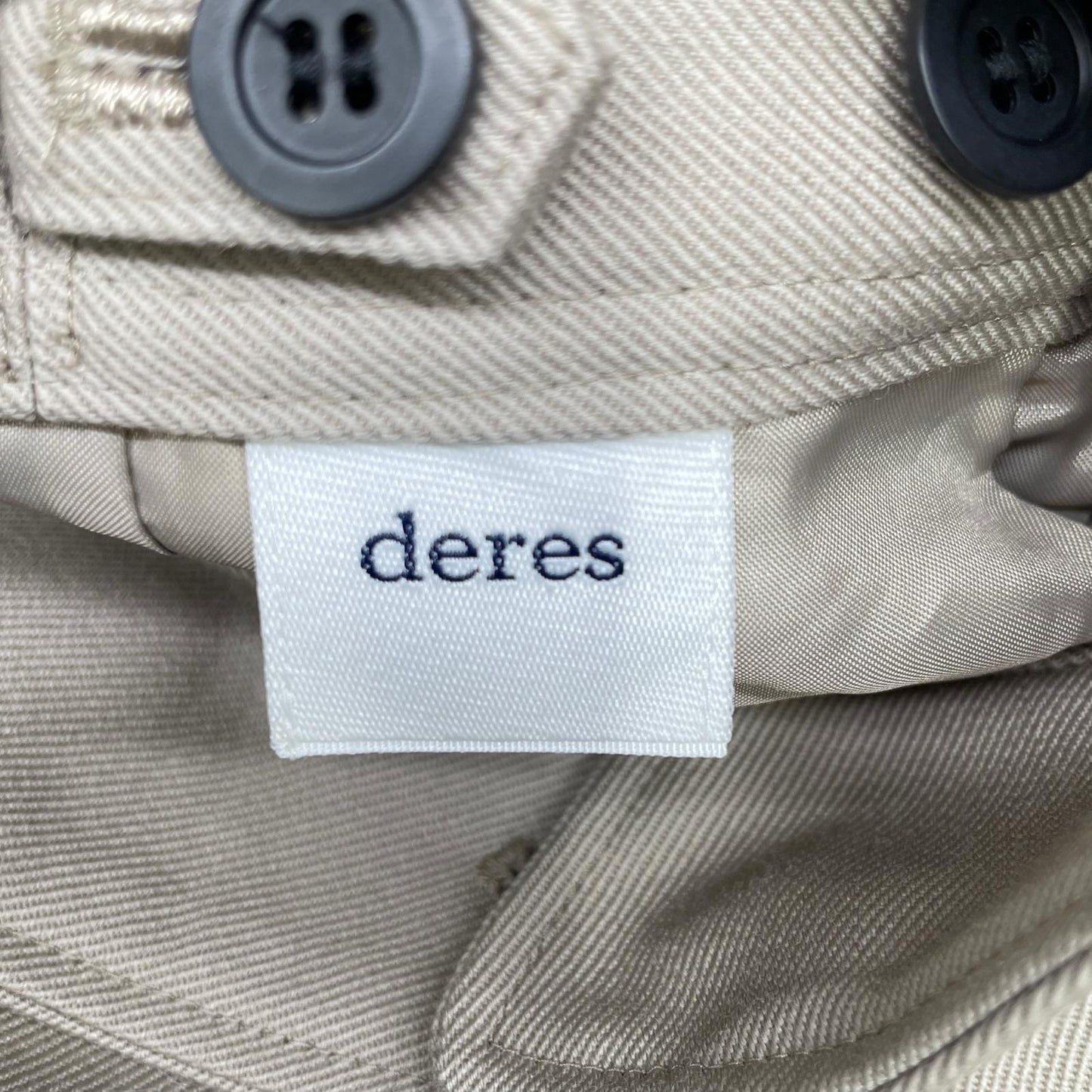 deres デレス DER23AW-PT-003 ベージュ ウール ハイウエスト 2タックワイドパンツ ボトムス