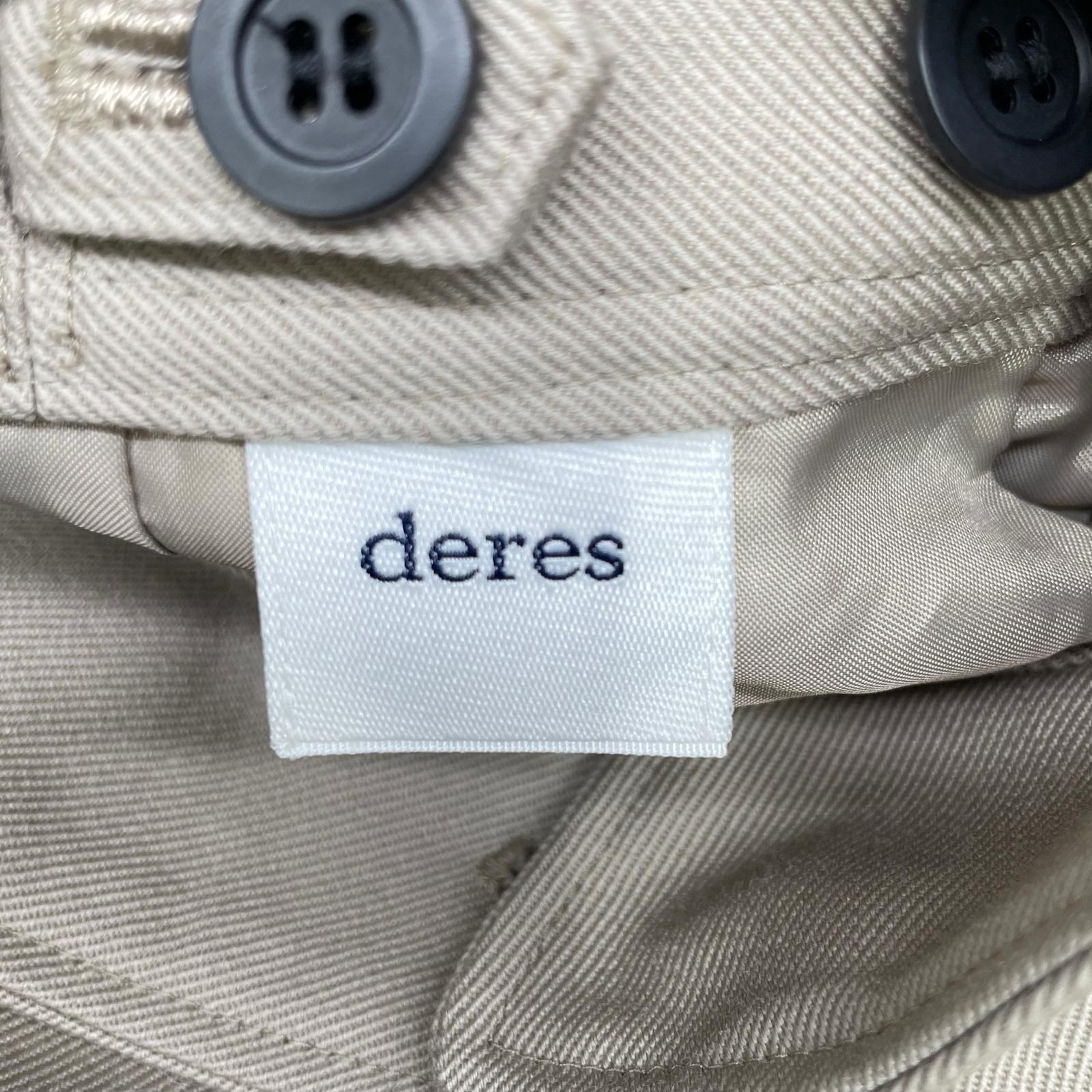 deres デレス DER23AW-PT-003 ベージュ ウール ハイウエスト 2タックワイドパンツ ボトムス