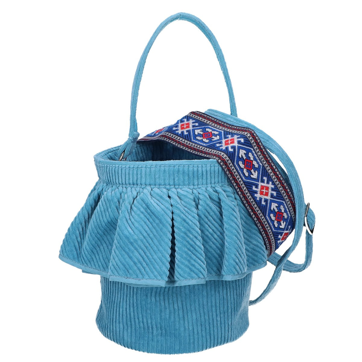setsuko sagittaire SCI-039 CITY Corduroy Frill Design Bucket Handbag