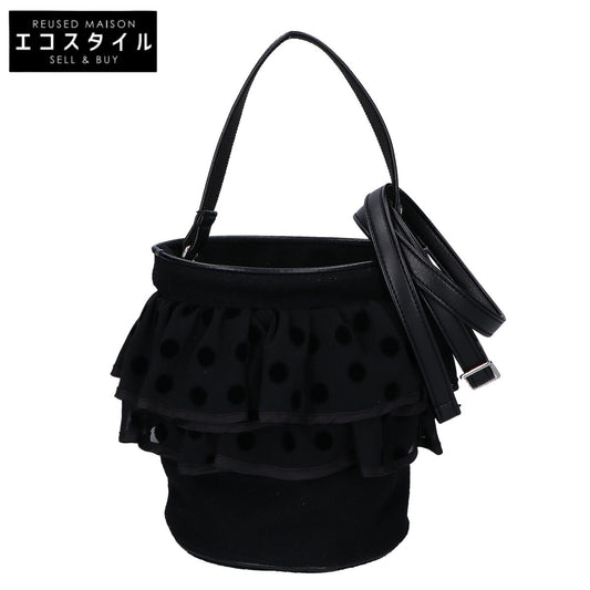 setsuko sagittaire SCI-22 CITY Polka Dot Frill Felt 2-Way Bucket Handbag