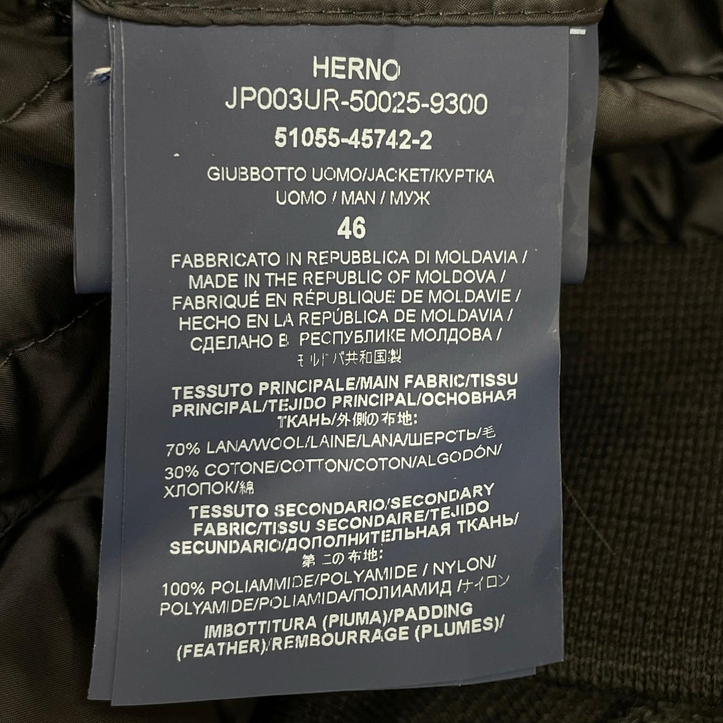 HERNO 赫尔诺 JP003UR RESORT 海军蓝 防泼水尼龙轻薄羽绒混合连帽夹克 46
