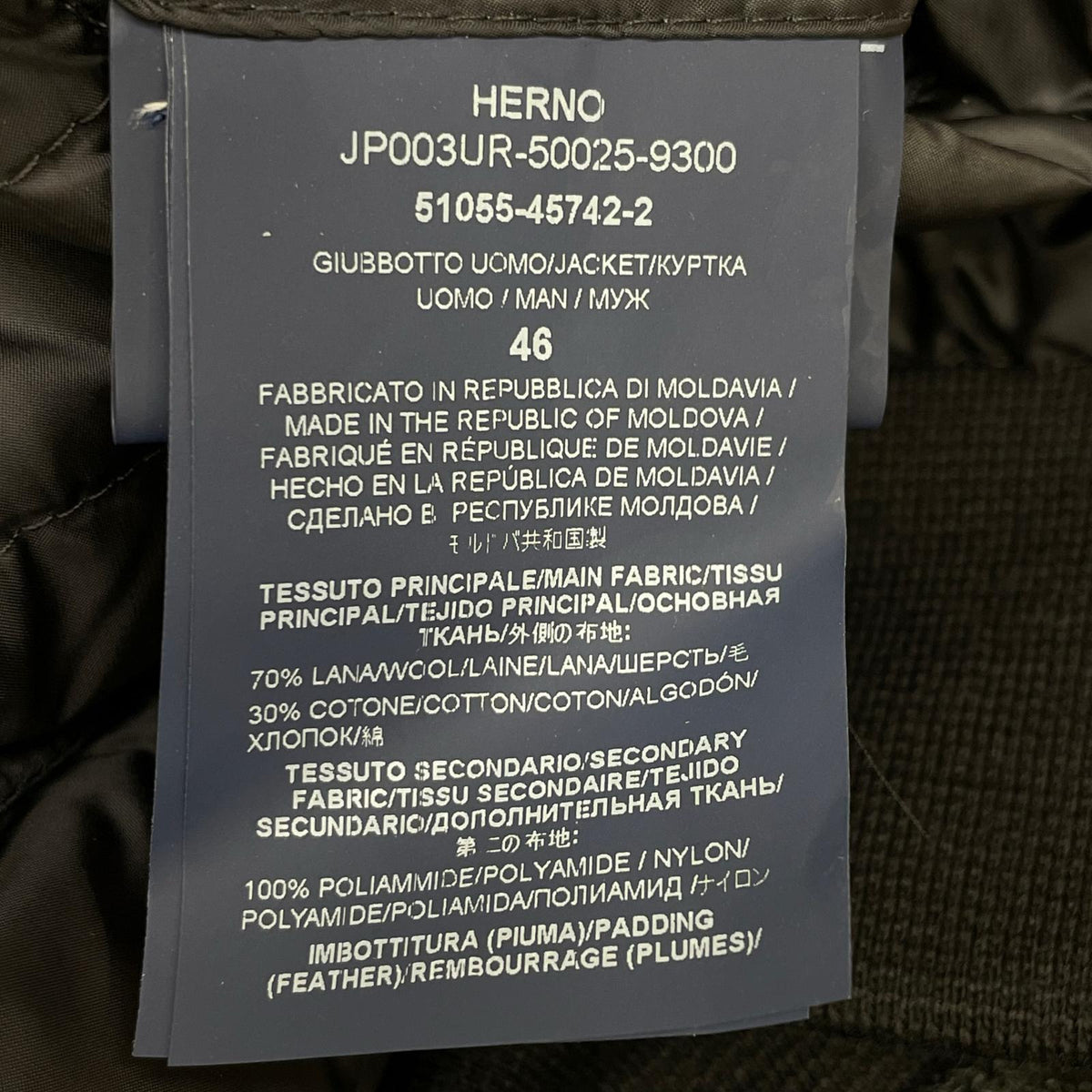 HERNO 赫尔诺 JP003UR RESORT 海军蓝 防泼水尼龙轻薄羽绒混合连帽夹克 46