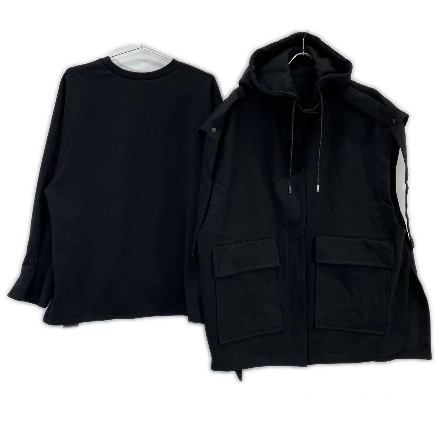 ADORE 531-1150215 Black Dry Ponte Hooded Layered Blouson Jacket