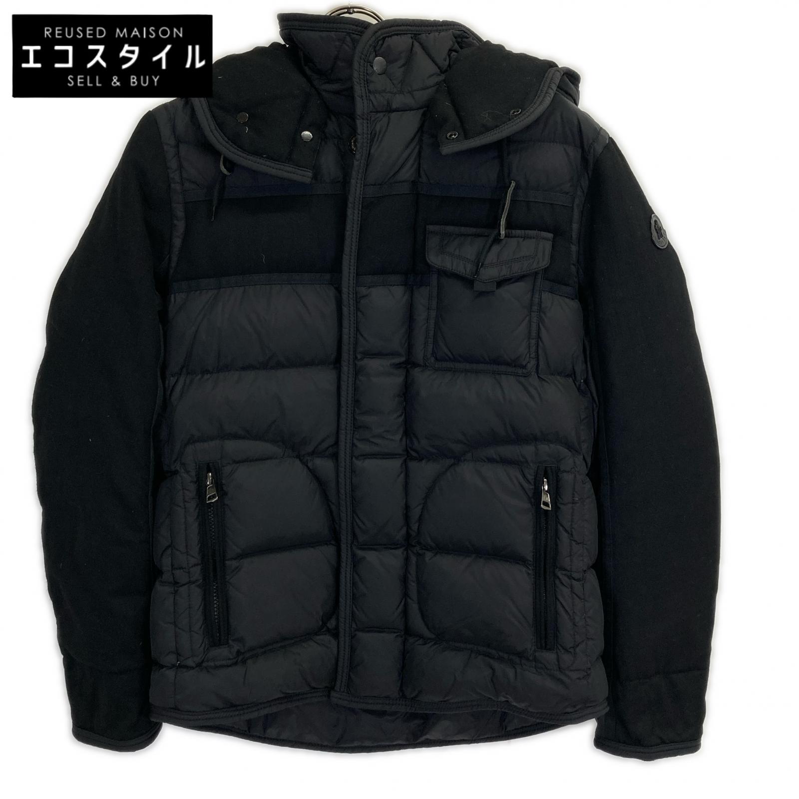 MONCLER モンクレール RYAN ナイロンxウール切替 フーテッドダウンジャケット ジャケット