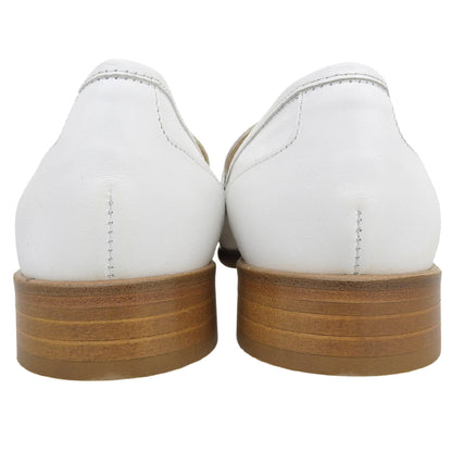 LUCA GROSSI ルカグロッシ 美品 ヒールアクセント ビットローファー シューズ レディース ホワイト 36 1/2 L71641 WH-020 シューズ