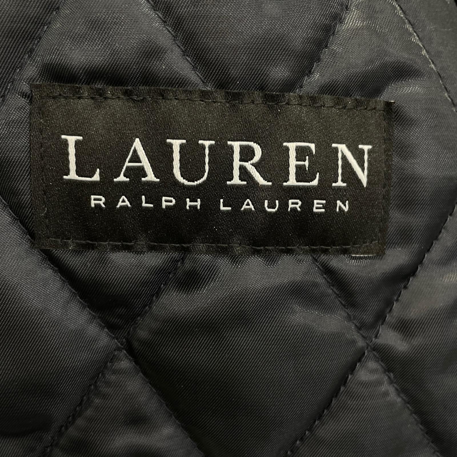 LAUREN RALPH LAUREN 劳伦拉尔夫劳伦 海军蓝羊毛混纺格纹双排扣短款大衣 大衣 未提及