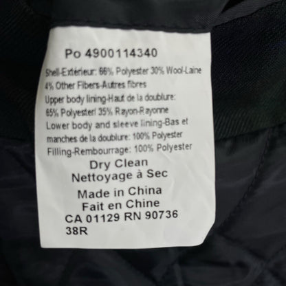 LAUREN RALPH LAUREN 劳伦拉尔夫劳伦 海军蓝羊毛混纺格纹双排扣短款大衣 大衣 未提及