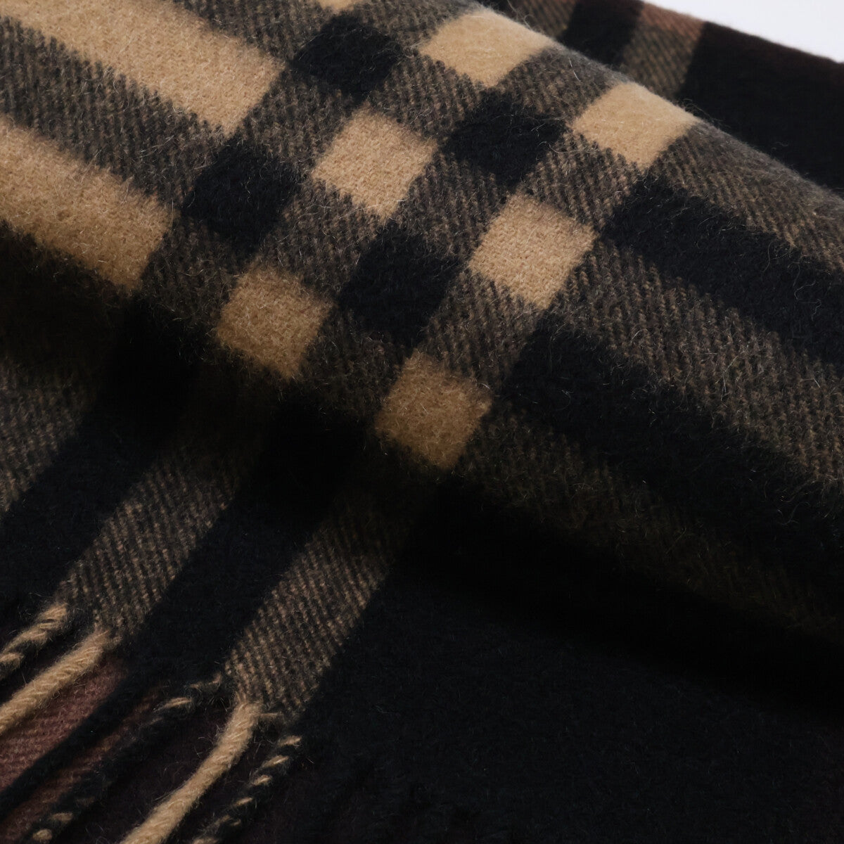 UNITED ARROWS ユナイテッドアローズ別注 1736-343-3180 チェック柄 カシミヤ フリンジ マフラー レディース