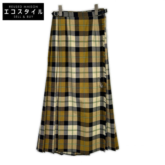 5093W Beige Check Belt Wrap Skirt Skirt 38 Women's