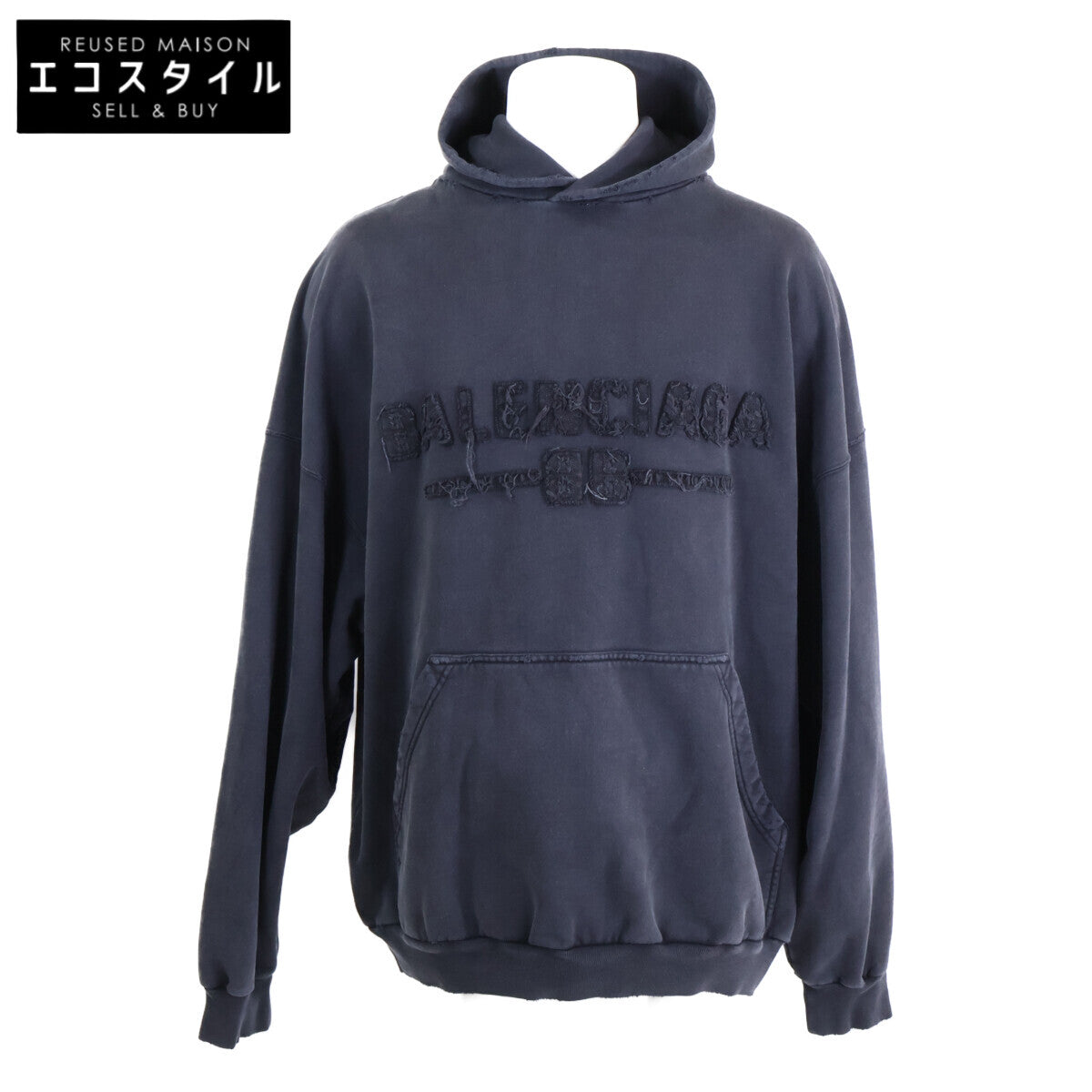 BALENCIAGA 巴黎世家 【全新/国内正品】821861 TSVA 正面Logo做旧连帽衫套头衫上衣