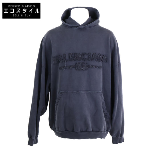 BALENCIAGA バレンシアガ 【新品同様/国内正規】821861 TSVA フロントロゴ ダメージ加工 プルオーバー パーカー トップス