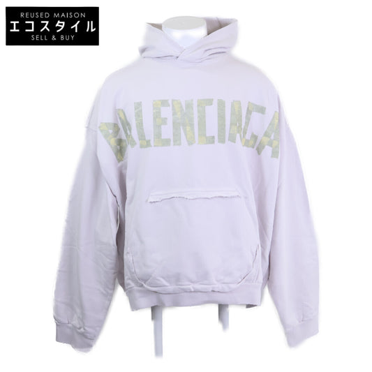BALENCIAGA バレンシアガ 【新品同様/国内正規/23SS】744441 T0VB1 Tape Type Ripped Pocket Hoodie テープロゴ プルオーバー パーカー トップス