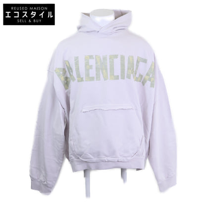 BALENCIAGA バレンシアガ 【新品同様/国内正規/23SS】744441 T0VB1 Tape Type Ripped Pocket Hoodie テープロゴ プルオーバー パーカー トップス