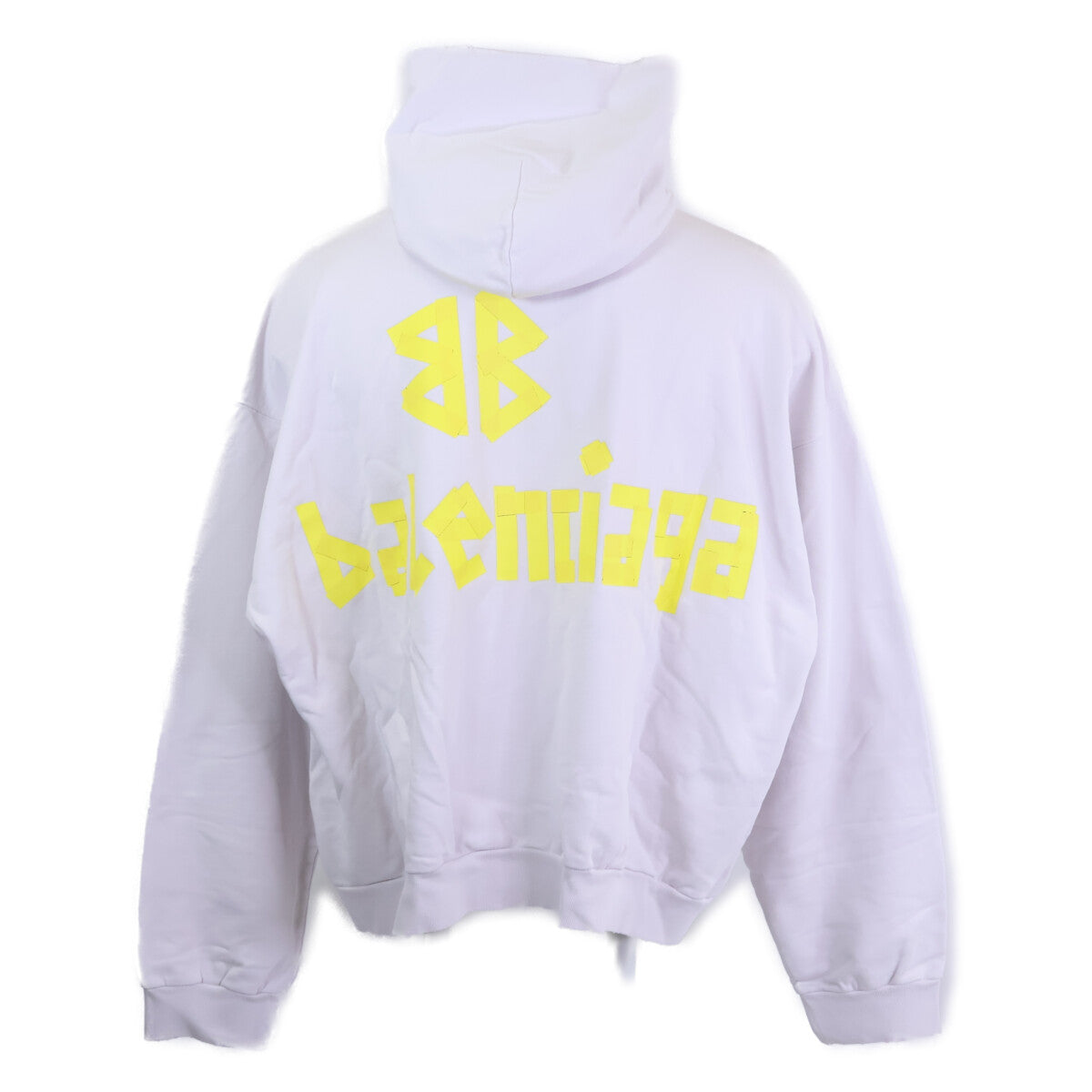 BALENCIAGA バレンシアガ 【新品同様/国内正規/23SS】744441 T0VB1 Tape Type Ripped Pocket Hoodie テープロゴ プルオーバー パーカー トップス