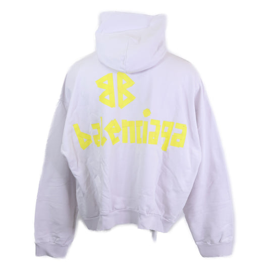 BALENCIAGA バレンシアガ 【新品同様/国内正規/23SS】744441 T0VB1 Tape Type Ripped Pocket Hoodie テープロゴ プルオーバー パーカー トップス
