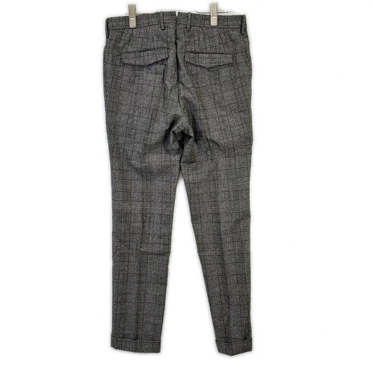 Grey Glen Check Super 100's Slacks Bottoms 46 Men's