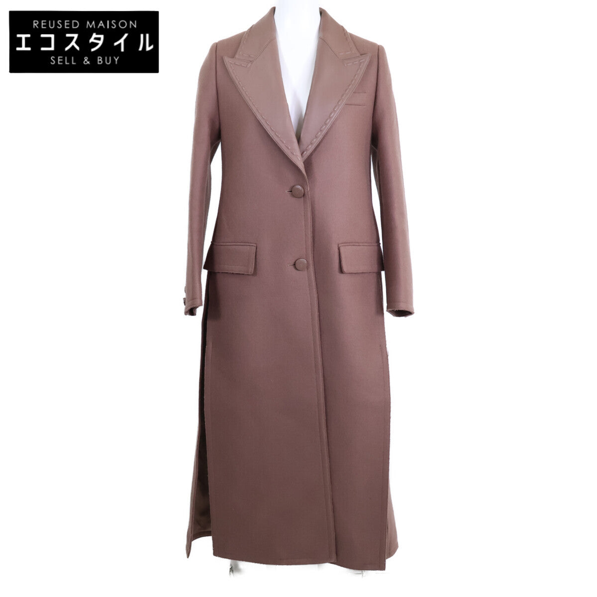 FENDI Fendi Excellent Condition/Domestic Authorized/21AW FF8817AHL2 Lamb Leather-Trimmed Wool Felt Chester Coat