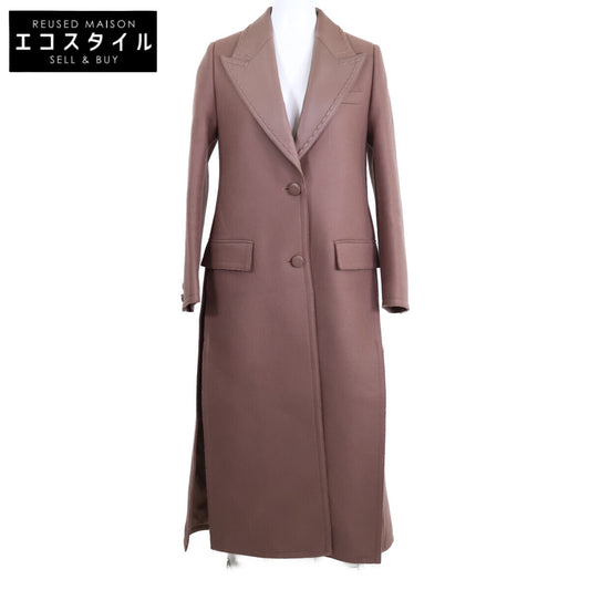 FENDI 【Excellent Condition / Domestic Regular / 21AW】FF8817AHL2 Lamb Leather Trim Wool Felt Chester Coat 36