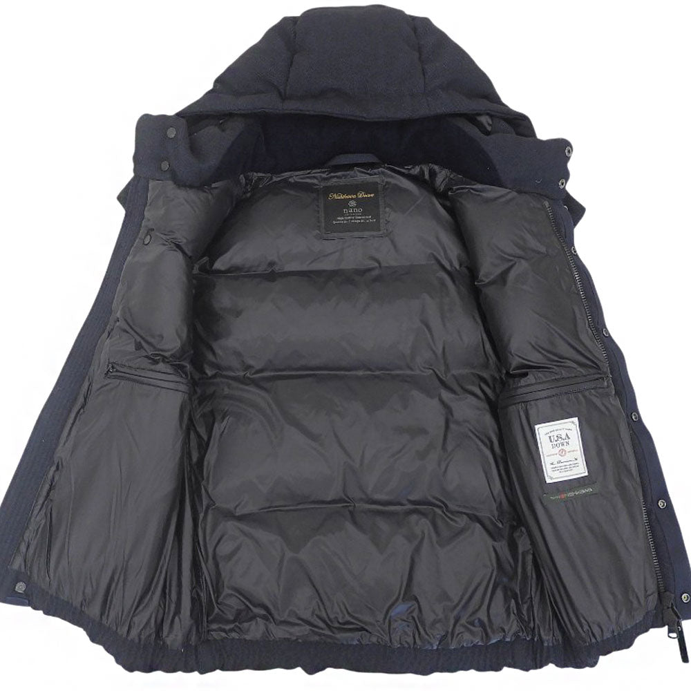 nano universe nano universe herringbone hooded down vest men's navy S NUC82DWW006TS vest
