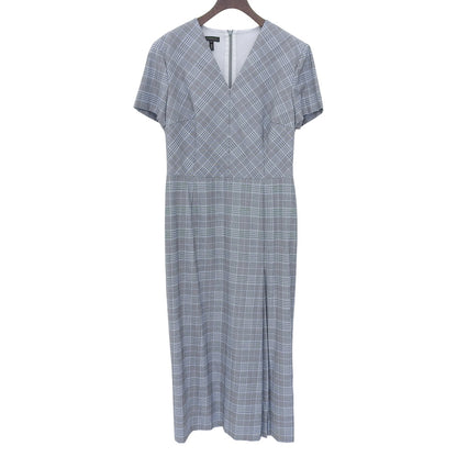 ESCADA エスカーダ チェック Vネック ワンピース レディース グレー×ブルー 36 5033846 ワンピース