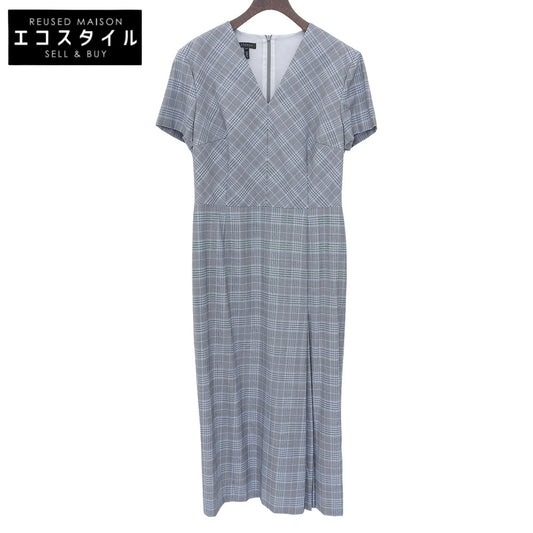 ESCADA エスカーダ チェック Vネック ワンピース レディース グレー×ブルー 36 5033846 ワンピース
