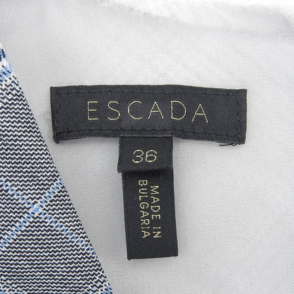 ESCADA エスカーダ チェック Vネック ワンピース レディース グレー×ブルー 36 5033846 ワンピース