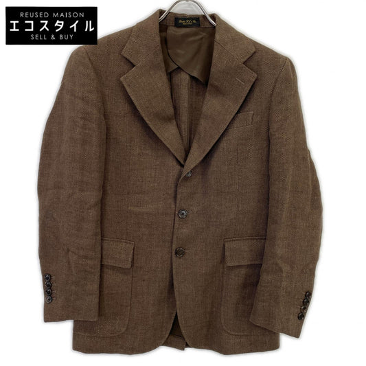 RRL ダブルアールエル 782959833001 イタリア製 ブラウン リネン センターベント 3Bヘリンボーンテーラードジャケット ジャケット